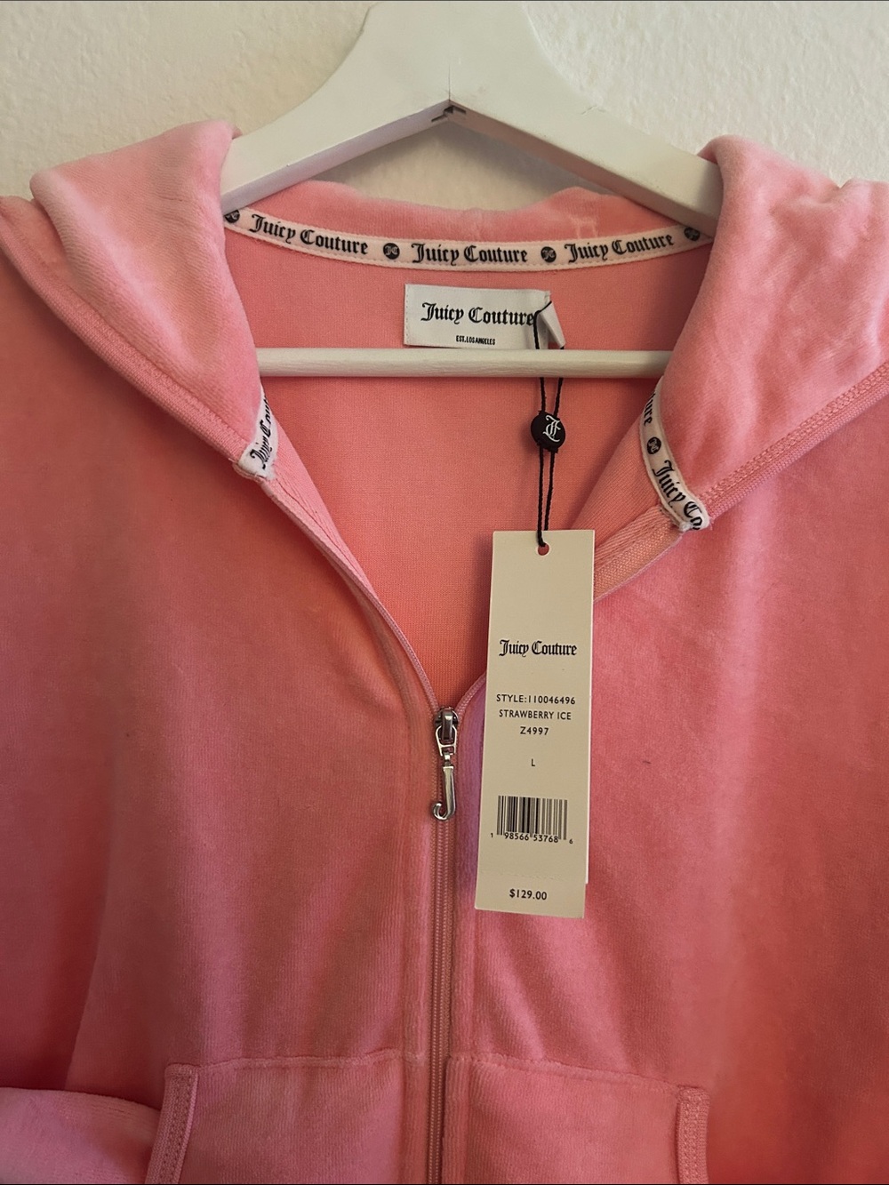 Juicy Couture Coral Pink Velour Zip Hoodie Two-Piece Set - Picture 4 of 8